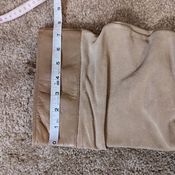 VINTAGE western style pull on suede slouch boot metal tips high heel euc sz 10 - Picture 10 of 13